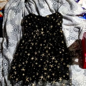 Short Black and gold Star dress